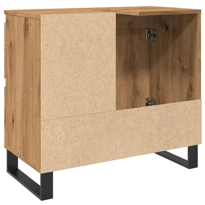 Armadietto da Bagno Rovere Artigianale 65x33x60cm in Truciolato