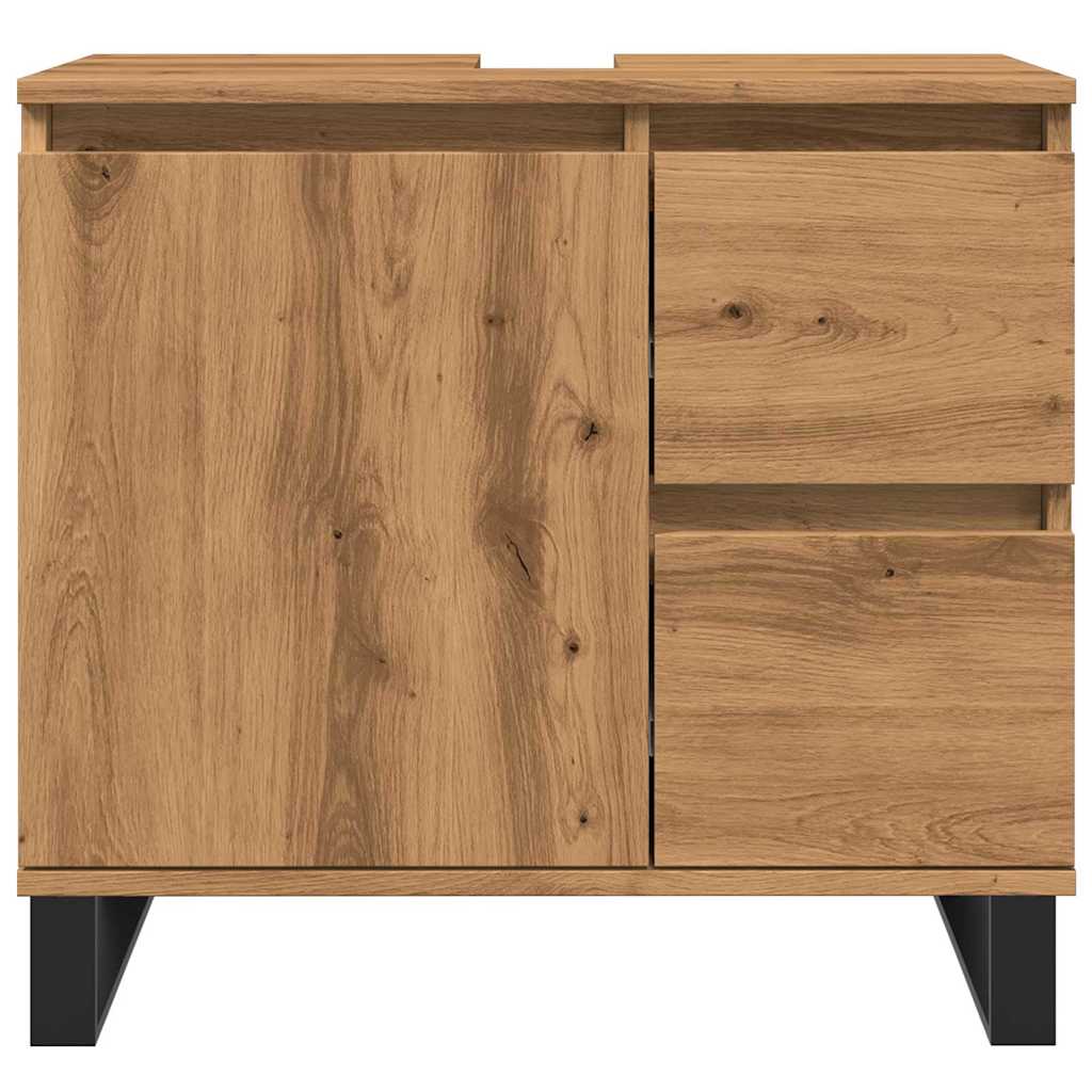 Armadietto da Bagno Rovere Artigianale 65x33x60cm in Truciolato