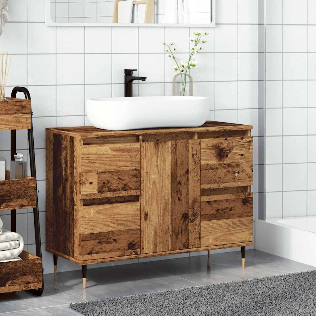 Mobile da Bagno Legno Antico 80x33x60 cm in Legno Multistrato | homemem39