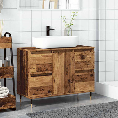 Mobile da Bagno Legno Antico 80x33x60 cm in Legno Multistrato