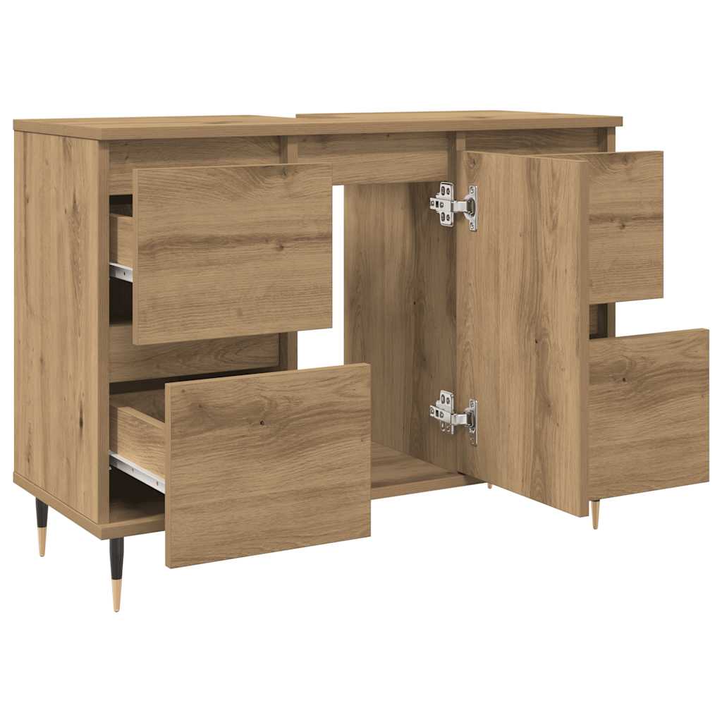 Mobiletto da Bagno Rovere Artigianale 80x33x60 cm in Truciolato | homemem39