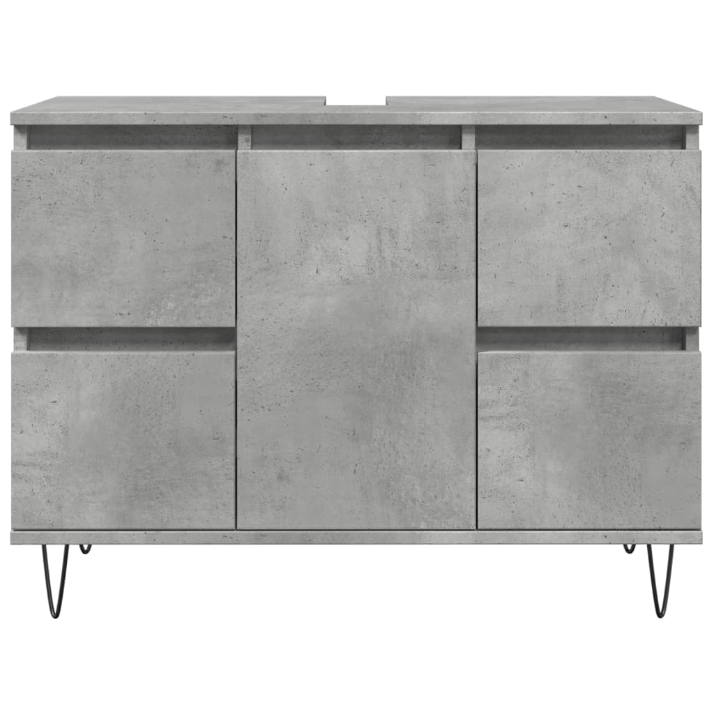 Armadietto da Bagno Grigio Cemento 80x33x60cm in Truciolato