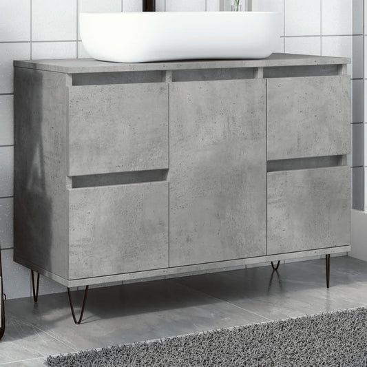 Armadietto da Bagno Grigio Cemento 80x33x60cm in Truciolato