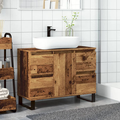 Mobile da Bagno Legno Antico 80x33x60 cm in Truciolato