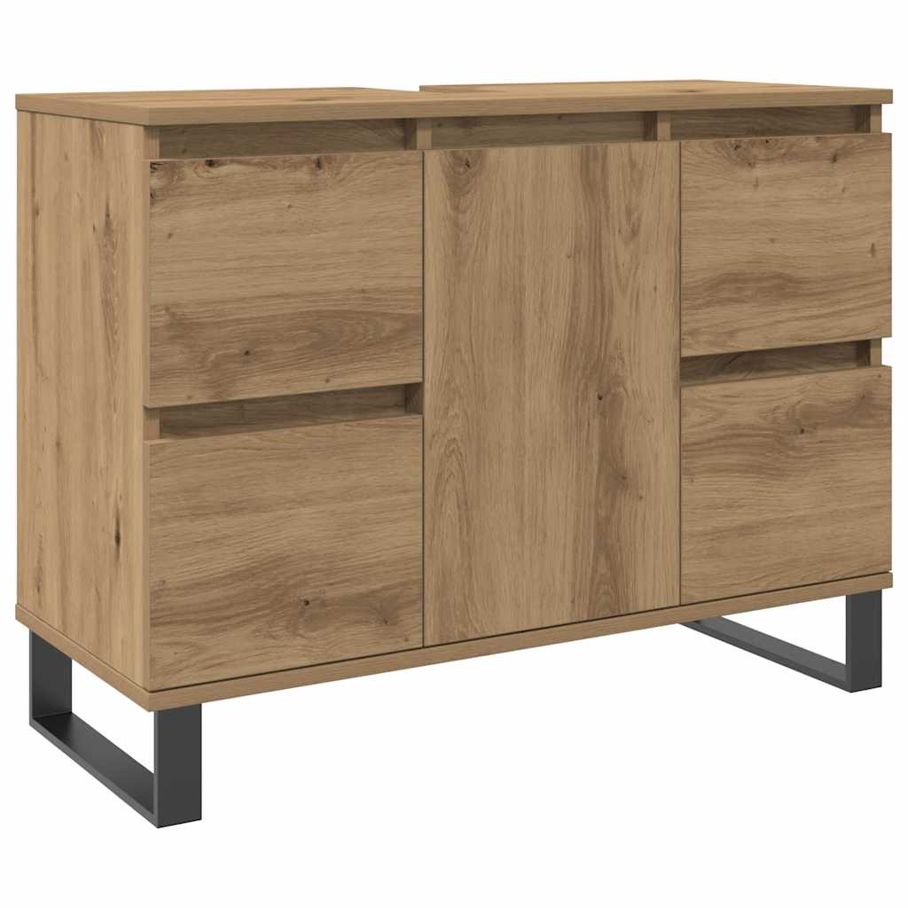 Mobiletto da Bagno Rovere Artigianale 80x33x60 cm in Truciolato | homemem39