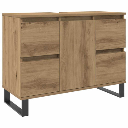 Mobiletto da Bagno Rovere Artigianale 80x33x60 cm in Truciolato | homemem39