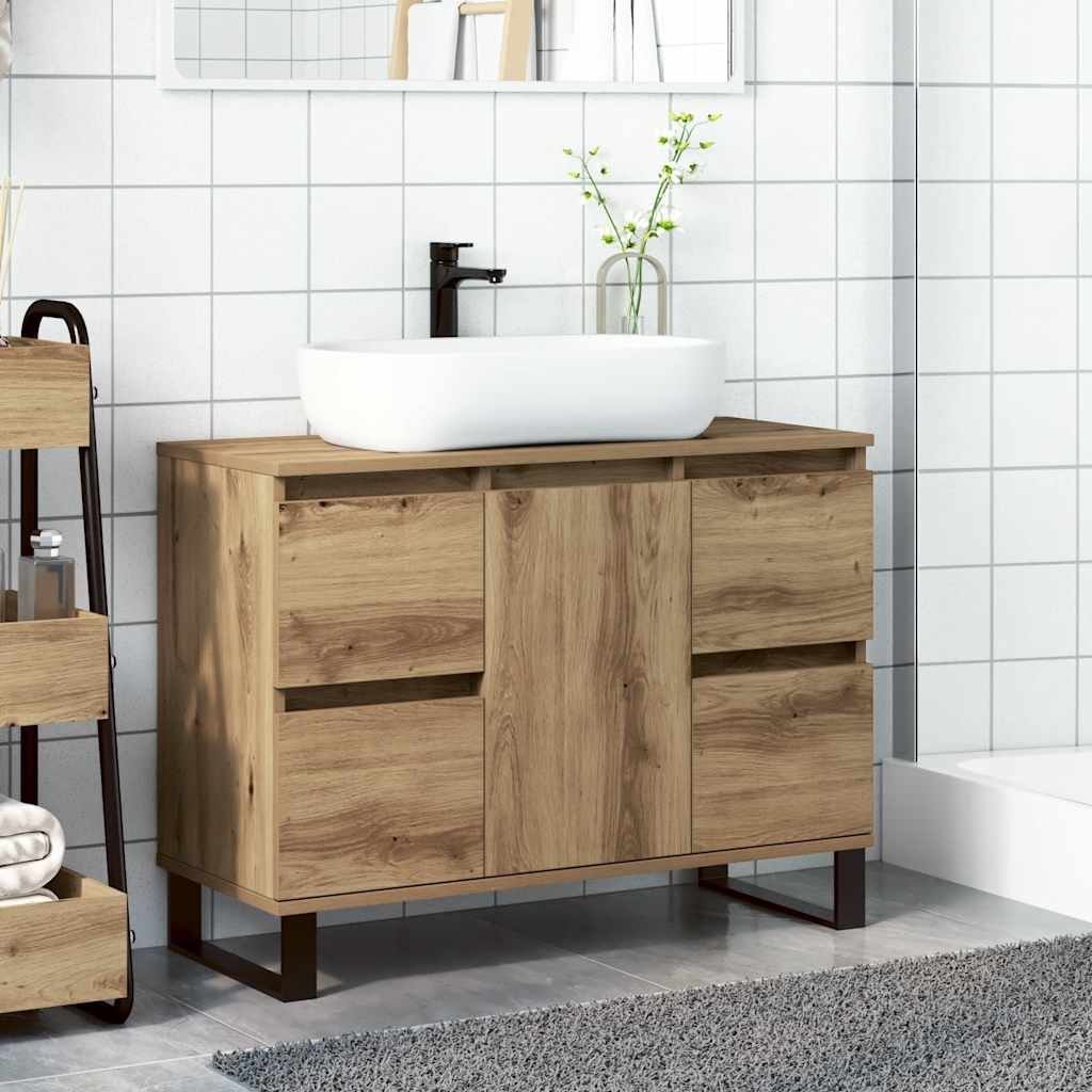 Mobiletto da Bagno Rovere Artigianale 80x33x60 cm in Truciolato
