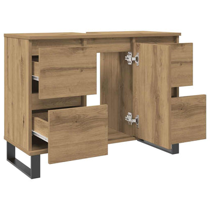 Mobiletto da Bagno Rovere Artigianale 80x33x60 cm in Truciolato | homemem39