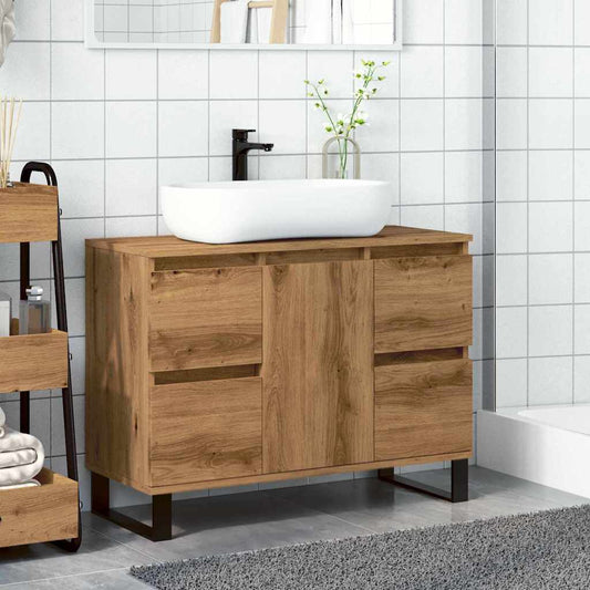 Mobiletto da Bagno Rovere Artigianale 80x33x60 cm in Truciolato
