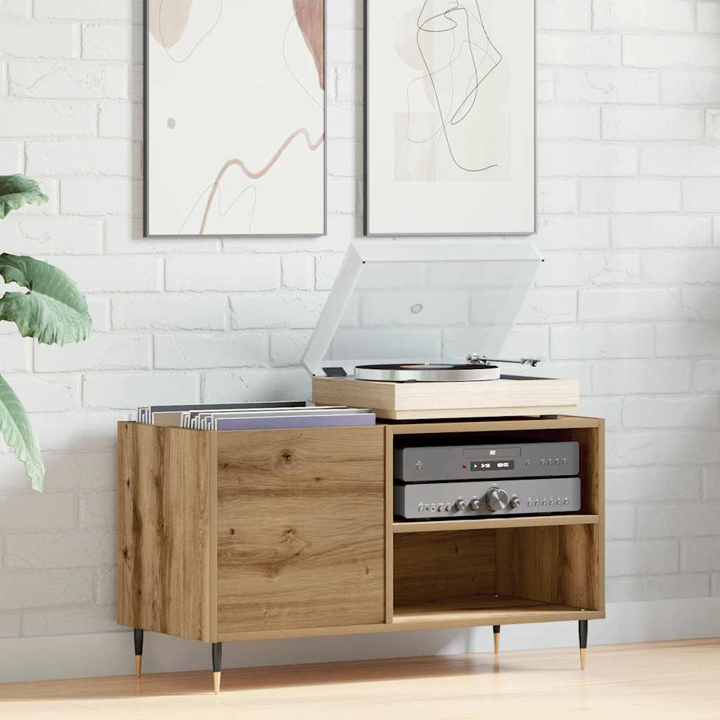 Mobile Porta Dischi Rovere Artigianale 84,5x38x48cm Multistrato | homemem39