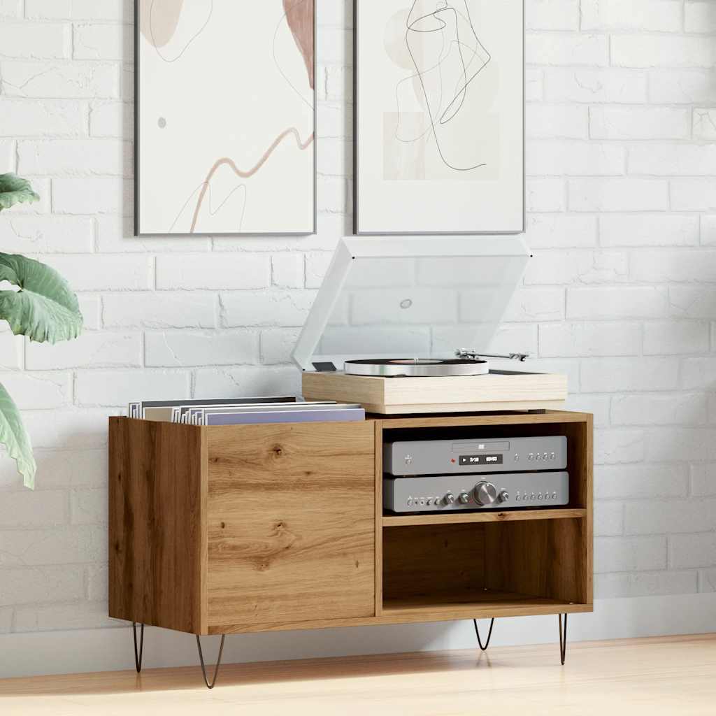 Mobile Porta Dischi Rovere Artigianale 84,5x38x48cm Multistrato - homemem39