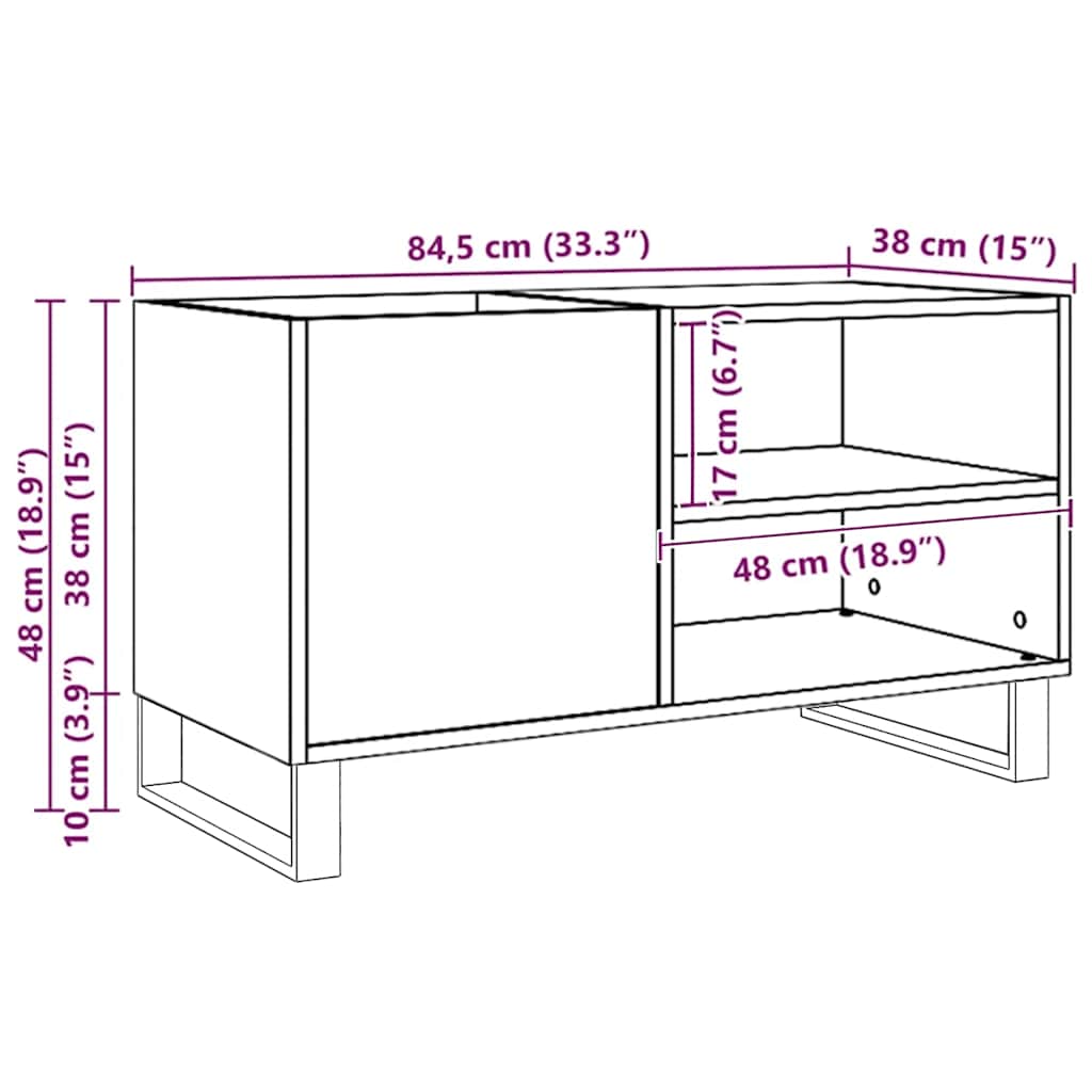 Mobile Porta Dischi Rovere Artigianale 84,5x38x48cm Multistrato | homemem39