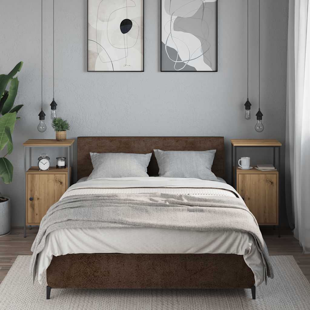Comodini 2pz Rovere Artigianale 41x31x80cm in Legno Multistrato - homemem39