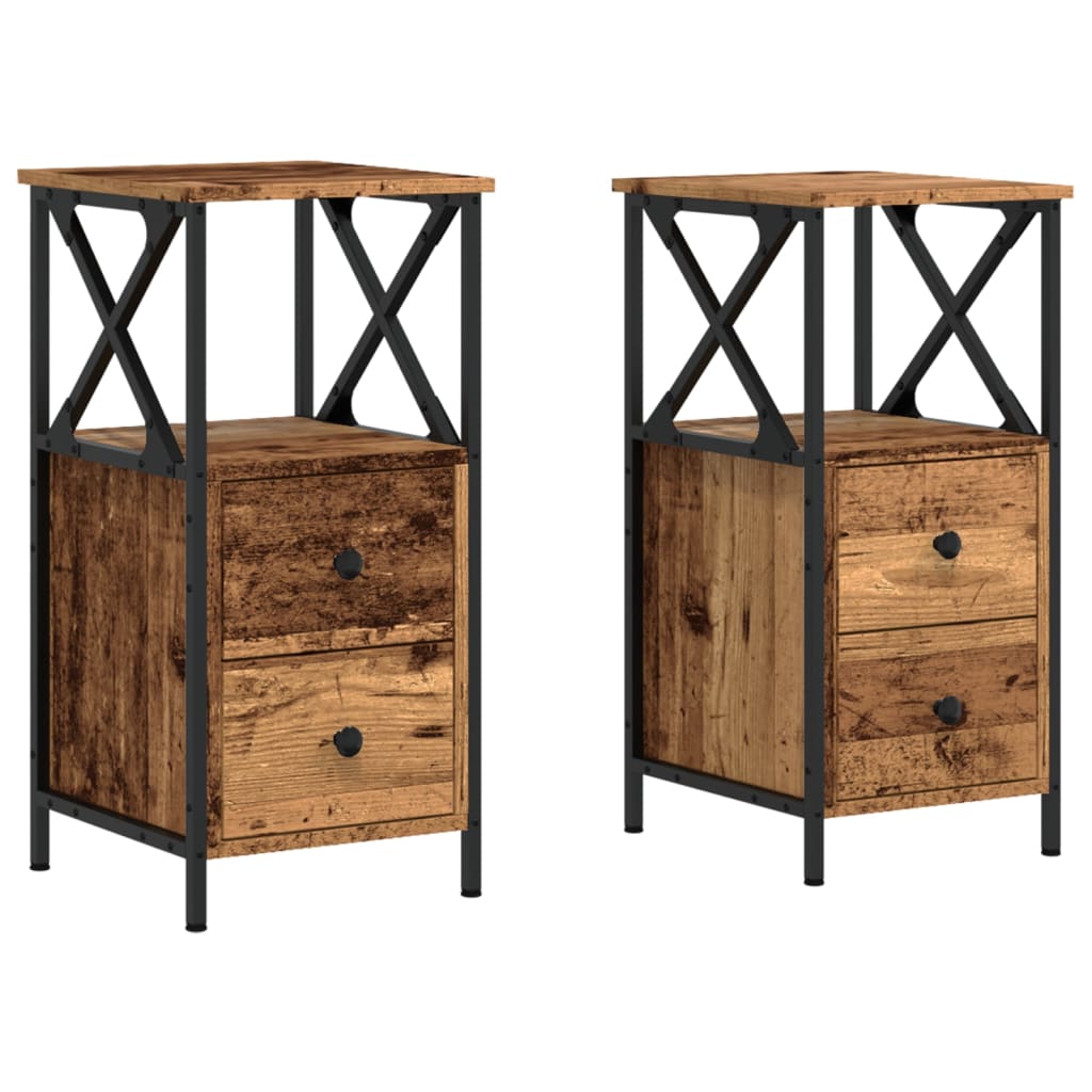 Comodini Legno Antico 2 pz 34x35,5x70 cm in Legno Multistrato | homemem39