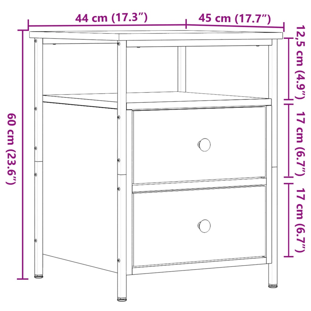 Comodini Legno Antico 2 pz 44x45x60 cm in Legno Multistrato - homemem39