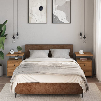 Comodini 2pz Rovere Artigianale 44x45x60cm in Legno Multistrato - homemem39