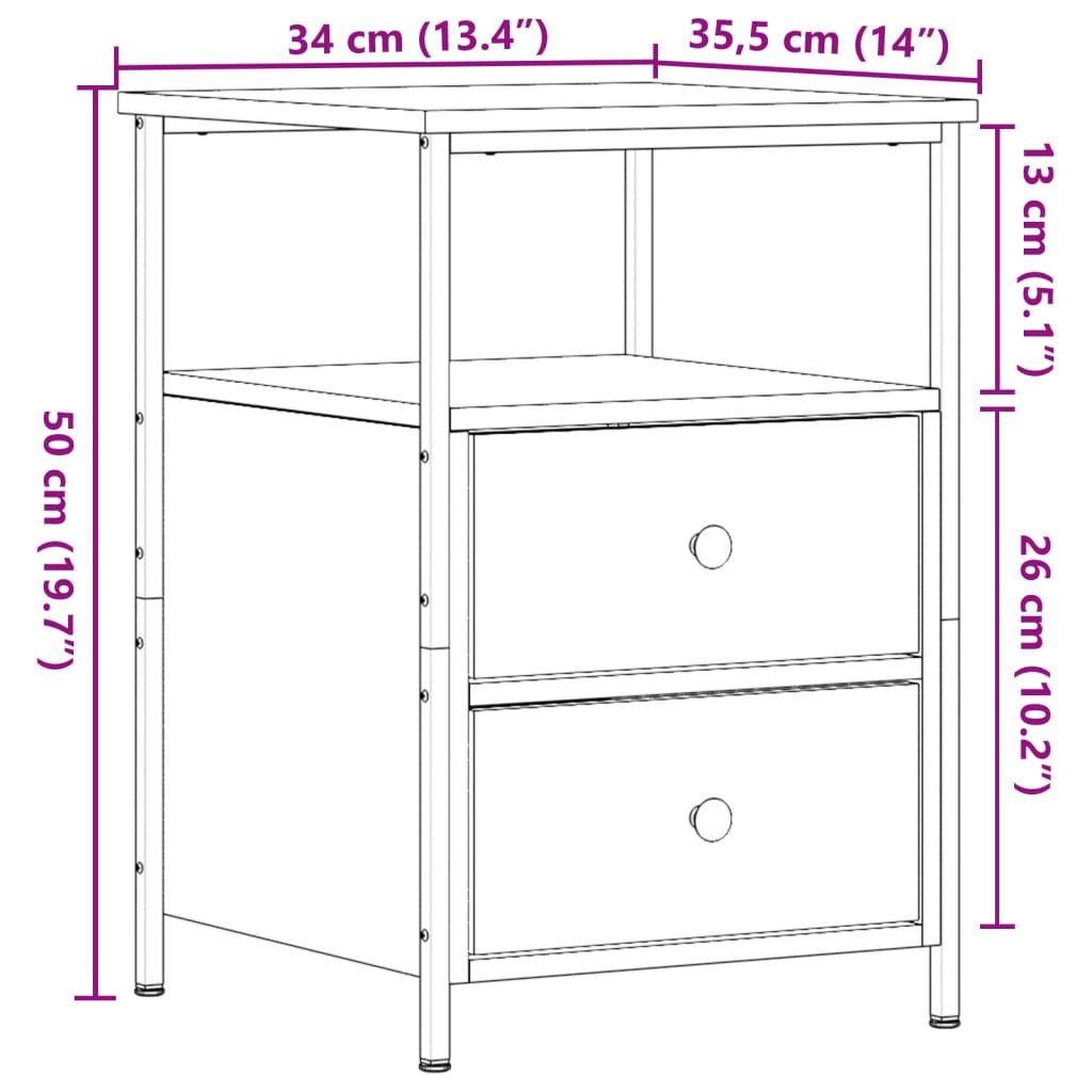 Comodini Legno Antico 2 pz 34x35,5x50 cm in Legno Multistrato - homemem39