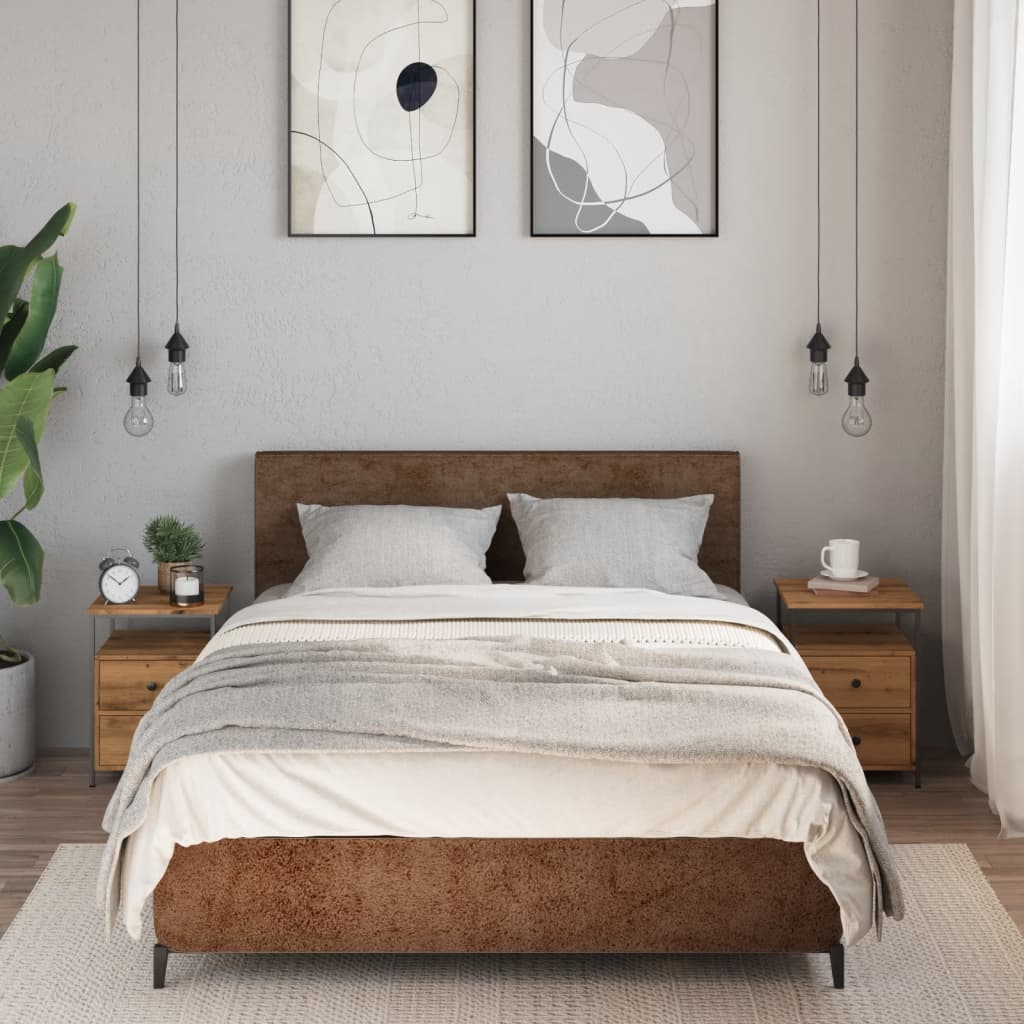 Comodini 2pz Rovere Artigianale 34x35,5x50 cm Legno Multistrato - homemem39