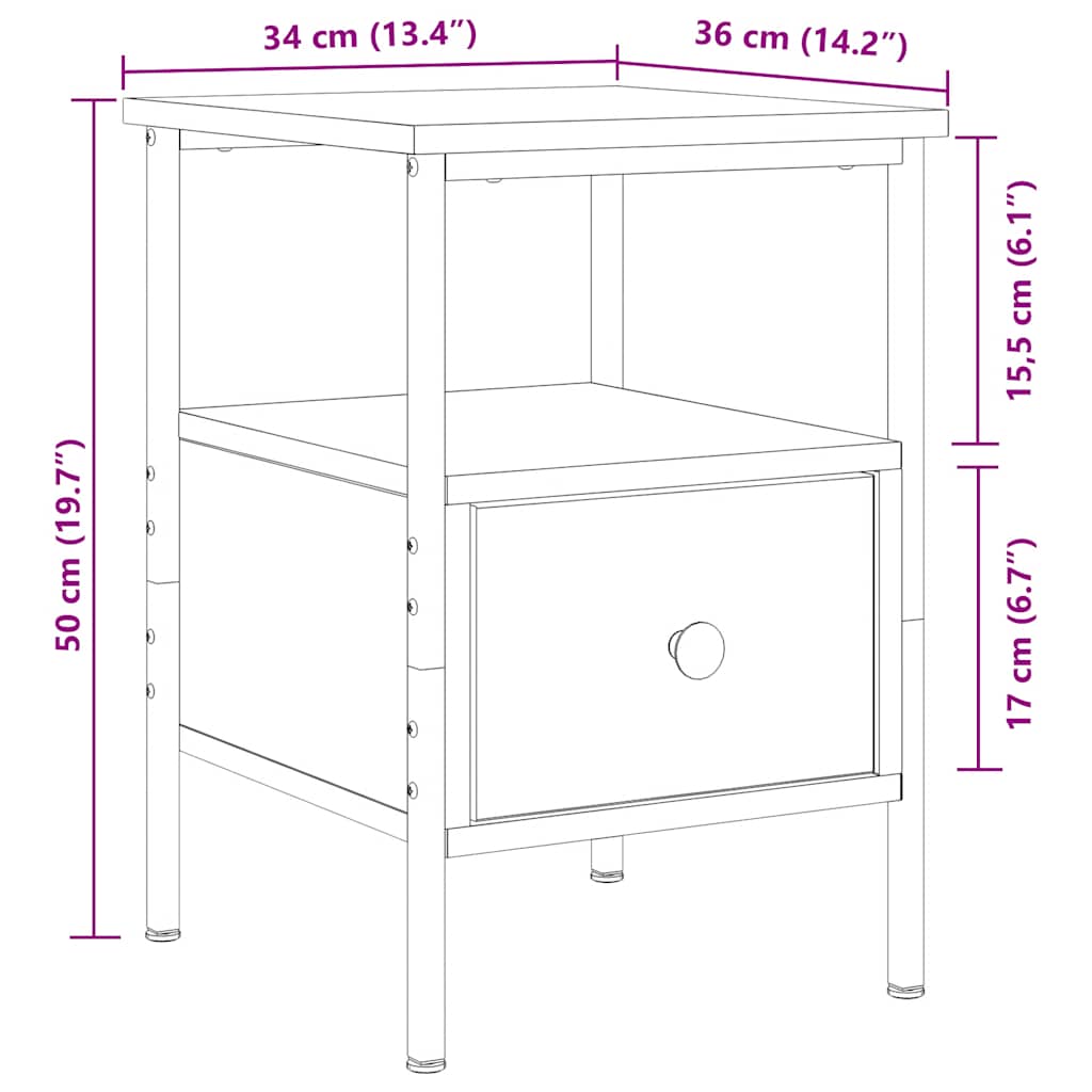 Comodino Rovere Artigianale 34x36x50 cm in Legno Multistrato - homemem39