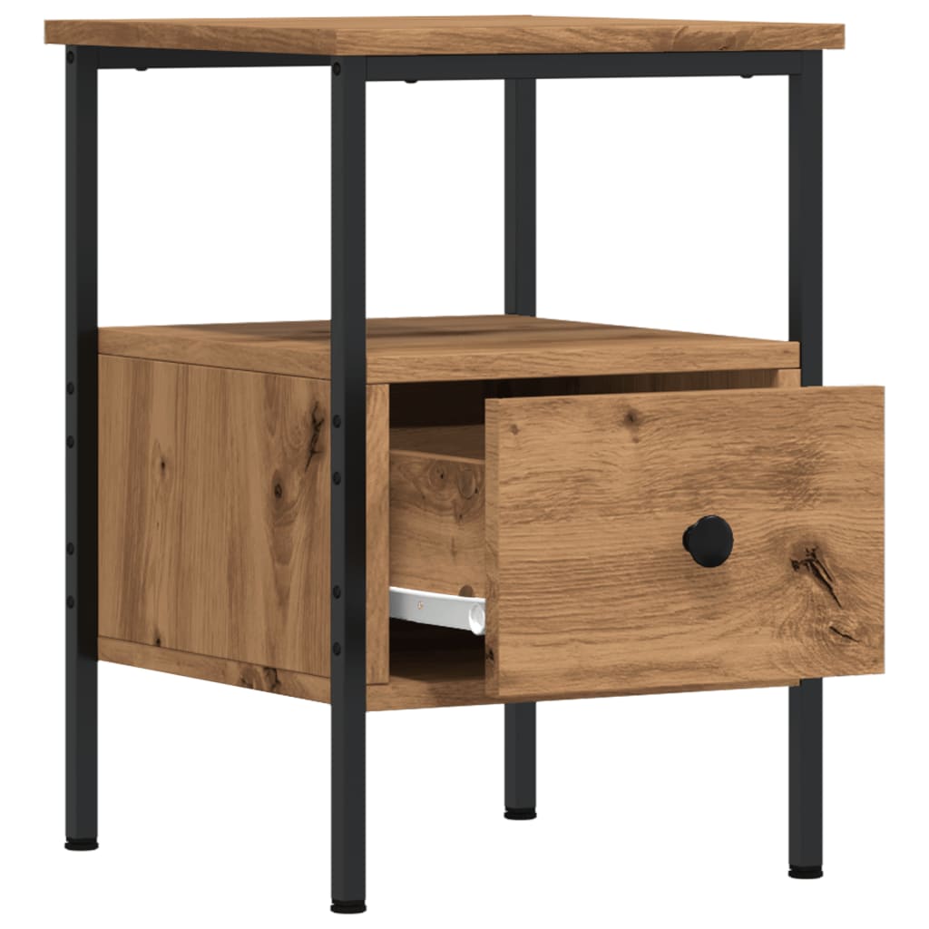 Comodini 2pz Rovere Artigianale 34x36x50cm in Legno Multistrato - homemem39