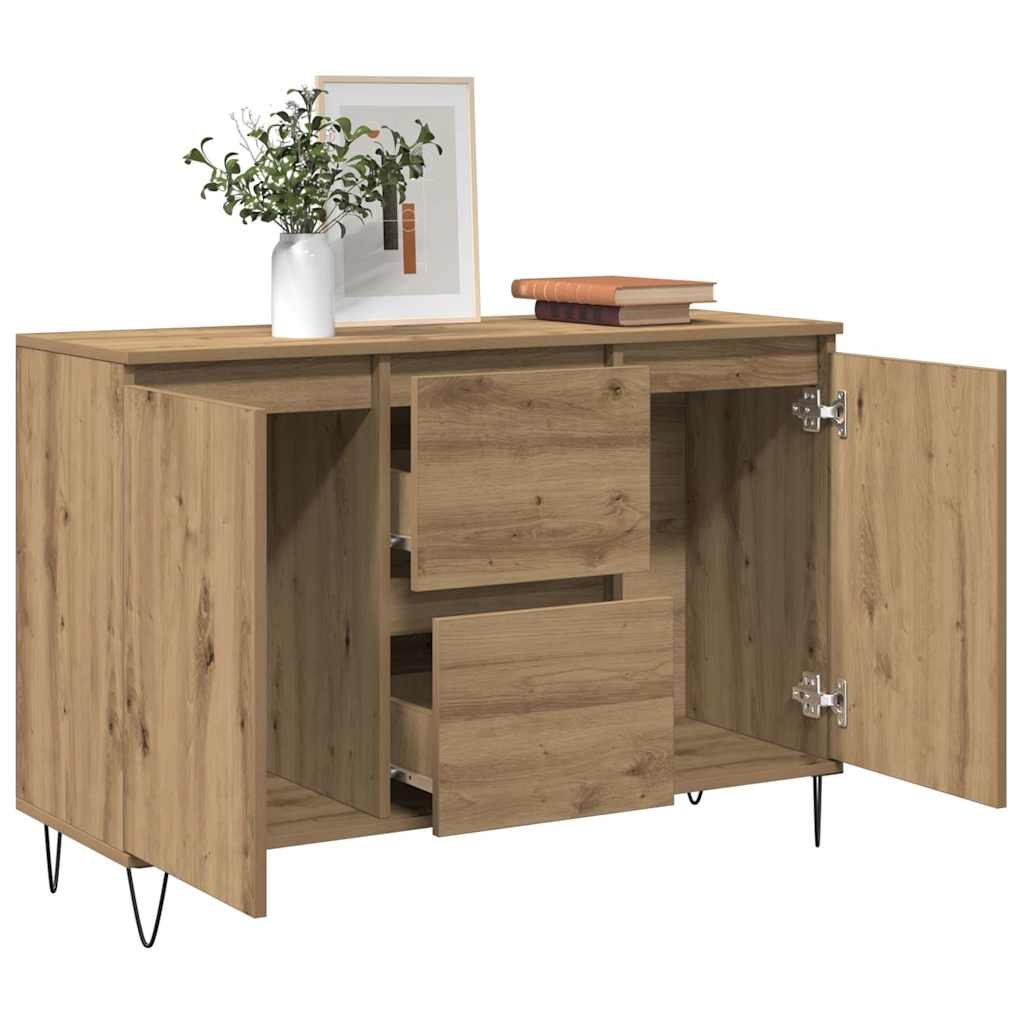 Credenza Rovere Artigianale 101,5x35x70 cm in Legno Multistrato - homemem39
