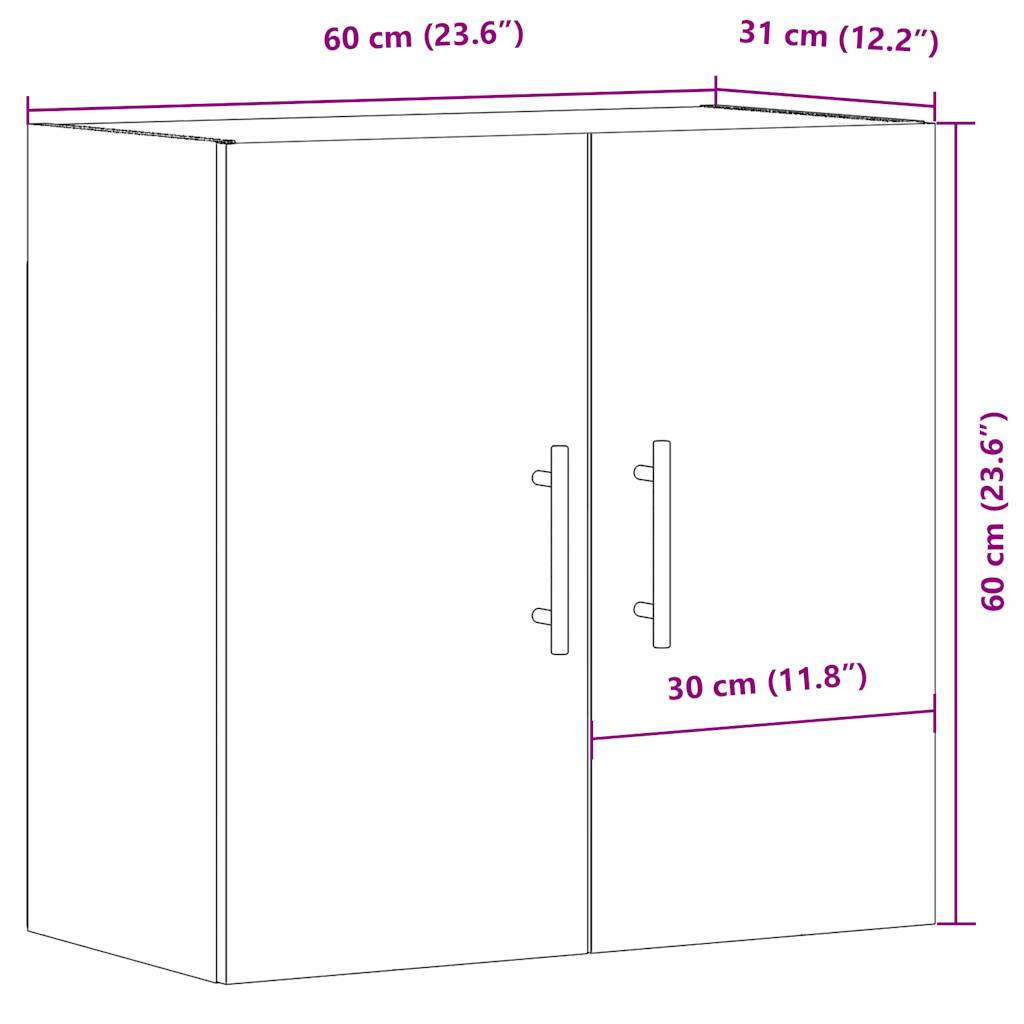 Armadietto a Muro Legno Vecchio 60x31x60 cm in Truciolato | homemem39