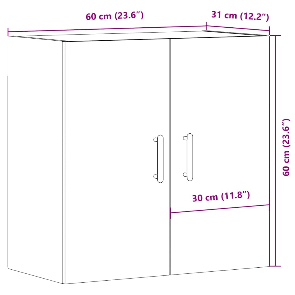 Armadietto a Muro Rovere Artigianale 60x31x60 cm in Truciolato | homemem39