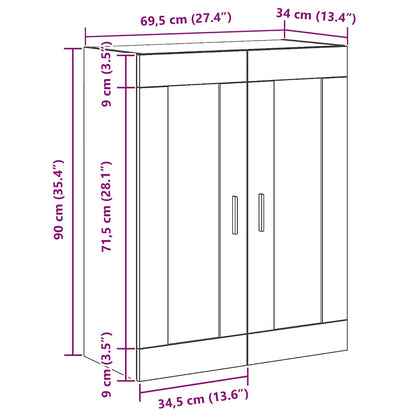 Mobile a Parete Rovere Artigianale 69,5x34x90 cm in Truciolato | homemem39