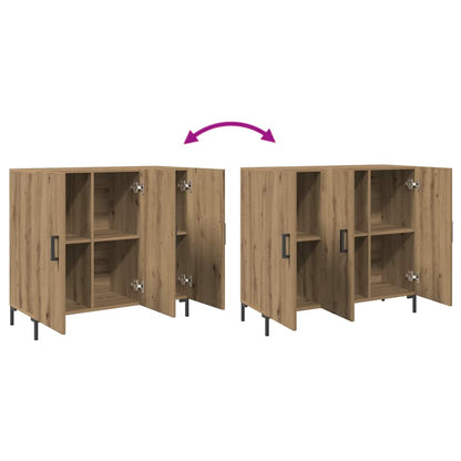 Credenza Rovere Artigianale 90x34x80 cm in Legno Multistrato - homemem39