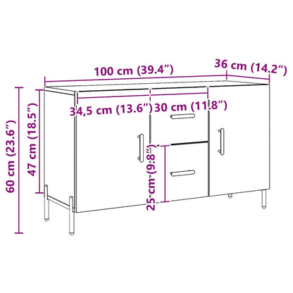 Credenza Rovere Artigianale 100x36x60 cm in Legno Multistrato