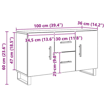 Credenza Rovere Artigianale 100x36x60 cm in Legno Multistrato - homemem39