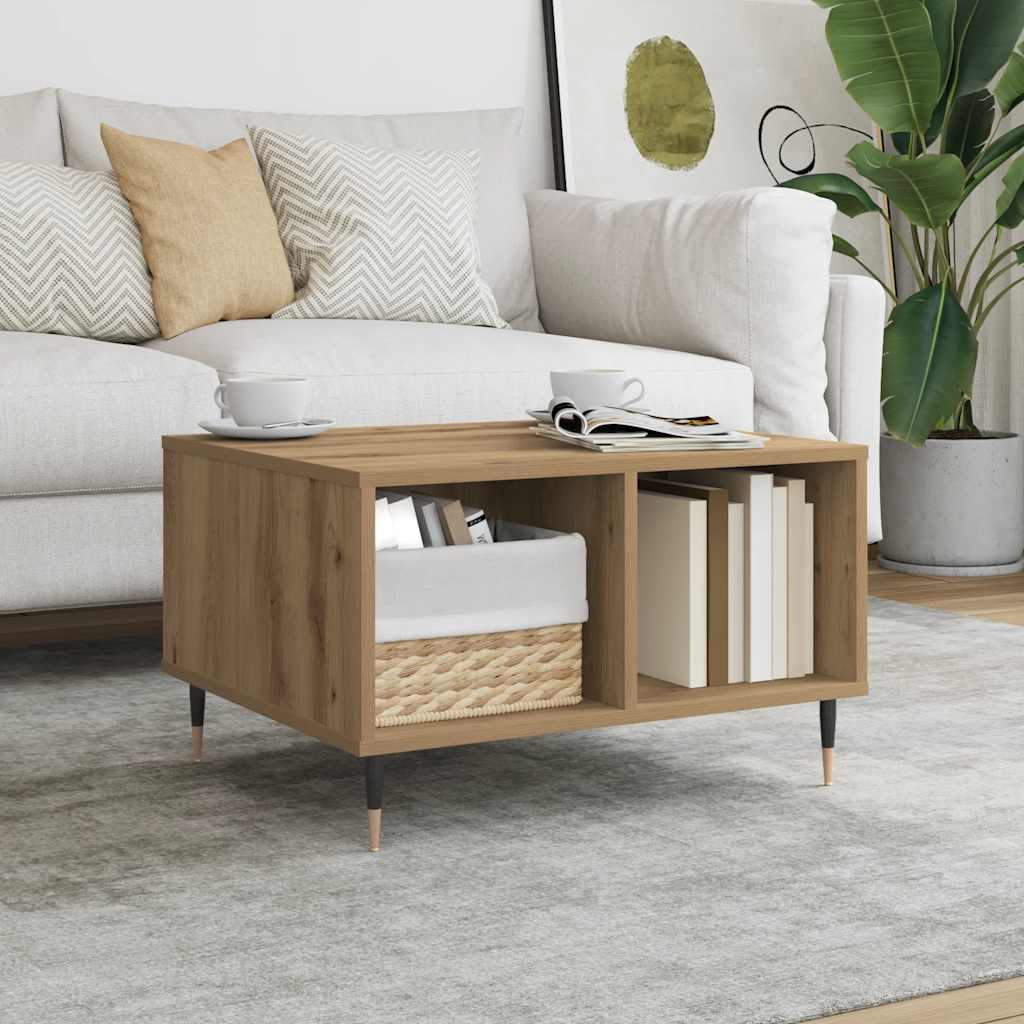 Tavolino da Salotto Rovere Artigianale 60x50x36,5cm Multistrato