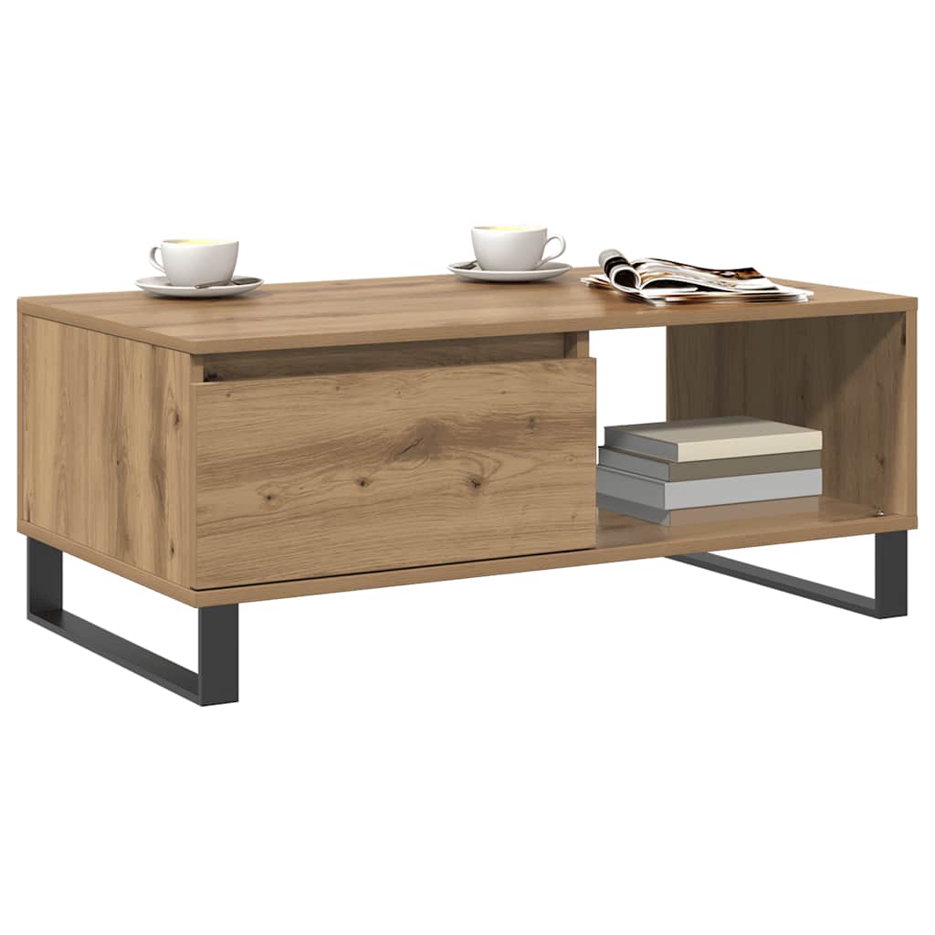 Tavolino da Salotto Rovere Artigianale 90x50x36,5 cm Truciolato