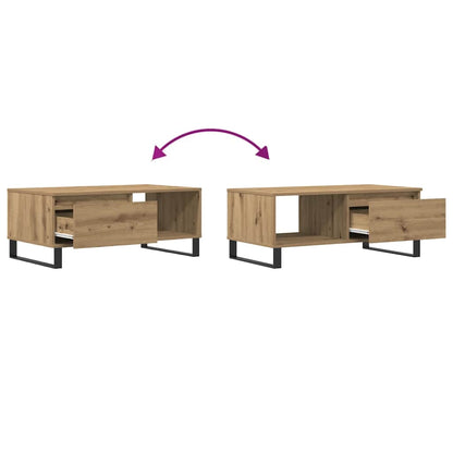 Tavolino da Salotto Rovere Artigianale 90x50x36,5 cm Truciolato