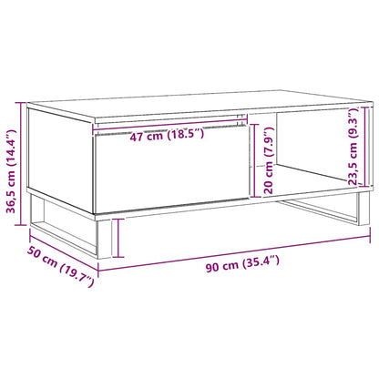 Tavolino da Salotto Rovere Artigianale 90x50x36,5 cm Truciolato | homemem39