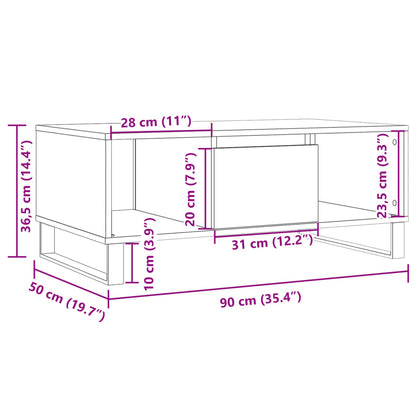 Tavolino da Salotto Legno Antico 90x50x36,5 cm in Truciolato