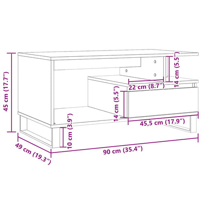 Tavolino da Salotto Legno Antico 90x49x45 cm Legno Multistrato