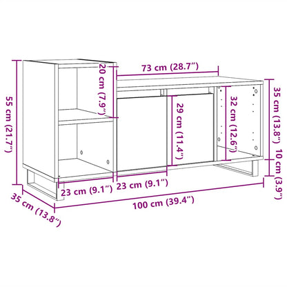 Mobile Porta TV Legno Antico 100x35x55 cm in Legno Multistrato - homemem39
