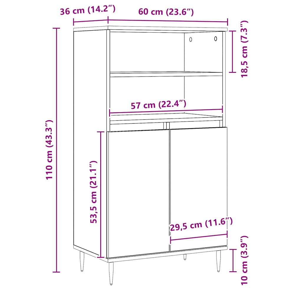 Credenza Rovere Artigianale 60x36x110 cm in Legno Multistrato - homemem39