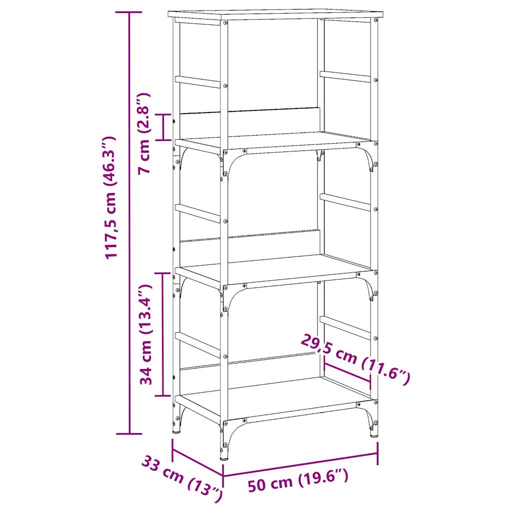 Libreria Rovere Artigianale 50x33x117,5 cm Legno Multistrato | homemem39