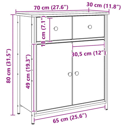 Credenza Rovere Artigianale 70x30x80 cm in Legno Multistrato - homemem39