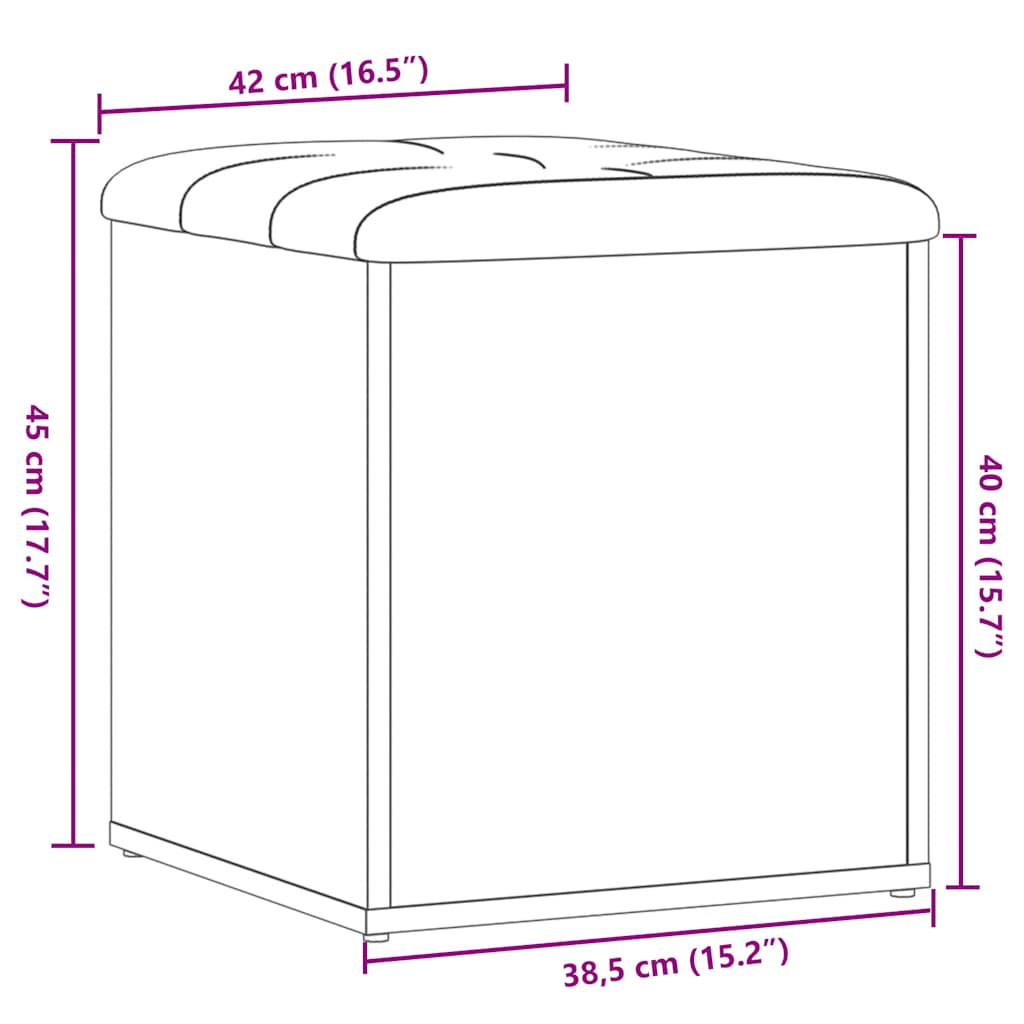 Panca Portaoggetti Legno Antico 42x42x45 cm Legno Multistrato | homemem39