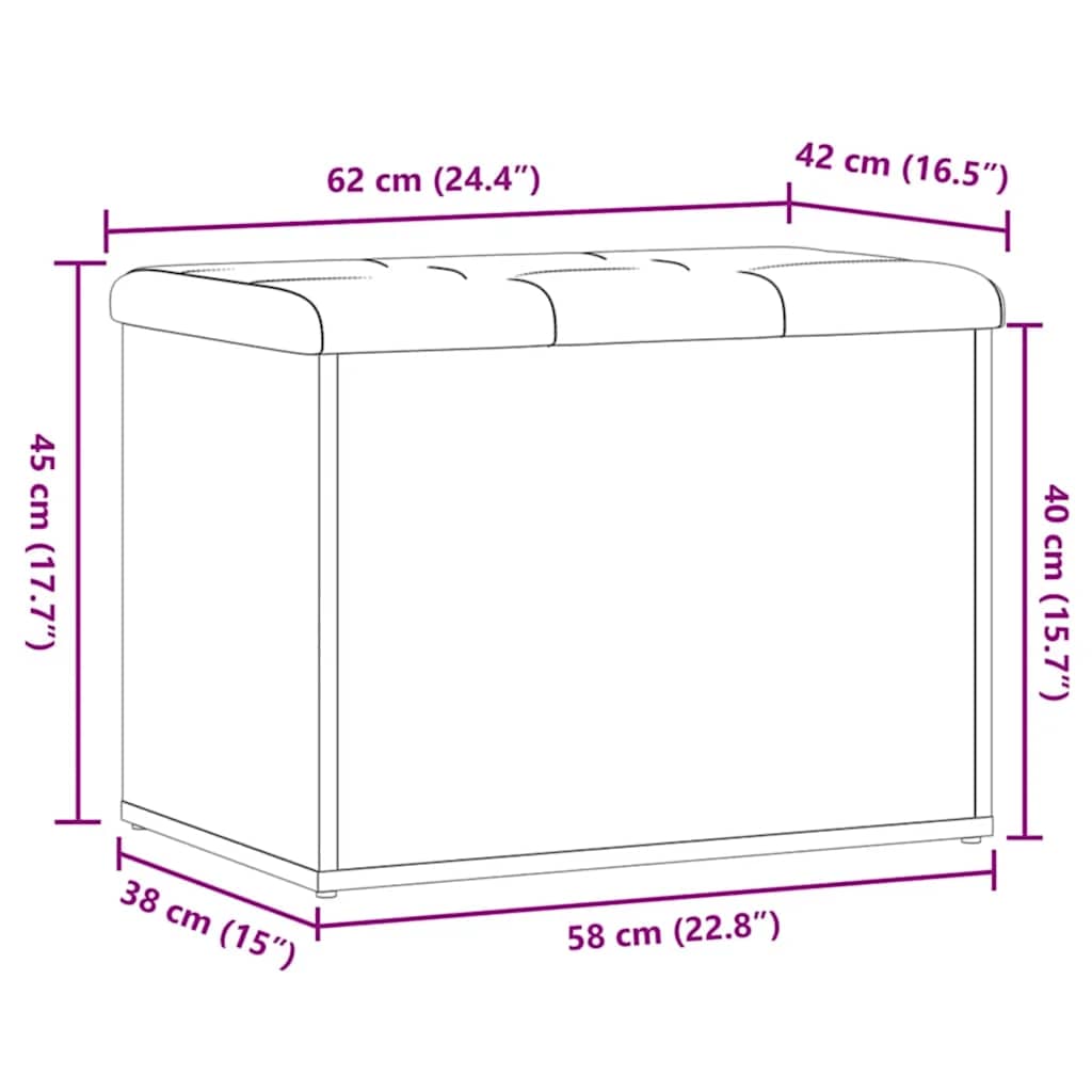 Panca Portaoggetti Rovere Artigianale 62x42x45 cm in Truciolato