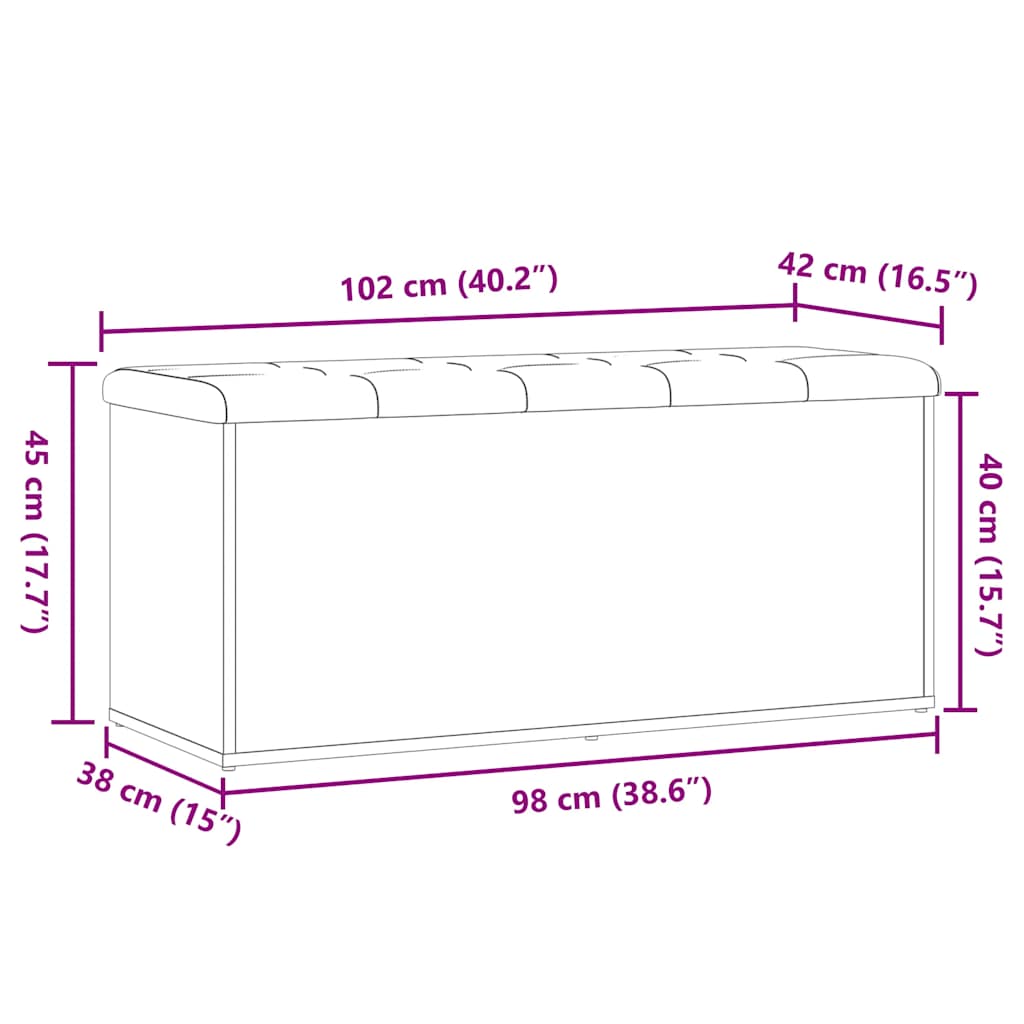 Panca Portaoggetti Legno Antico 102x42x45 cm Legno Multistrato | homemem39