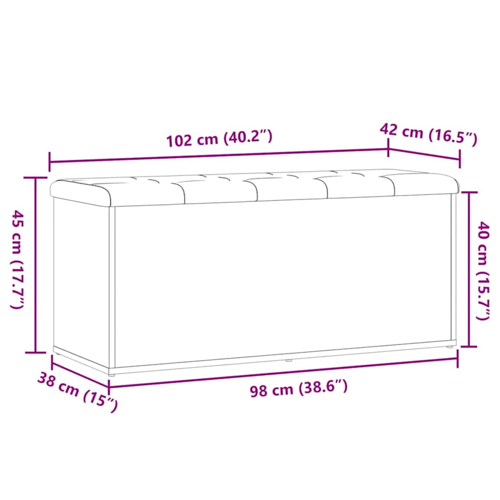 Panca contenitore artigianale in rovere 102x42x45 cm in legno ingegnerizzato | homemem39
