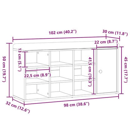 Panca Porta Scarpe Legno Antico 102x32x50 cm Legno Multistrato | homemem39