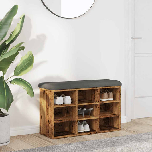 Panca Porta Scarpe Legno Antico 82x32x50 cm Legno Multistrato - homemem39