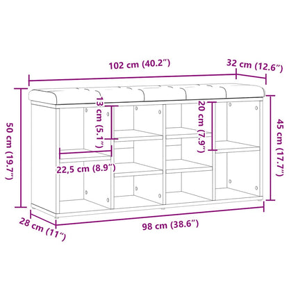 Panca Porta Scarpe Legno Antico 102x32x50 cm Legno Multistrato | homemem39