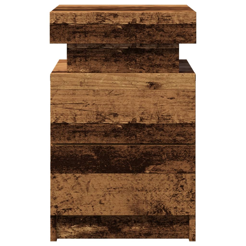 Comodino con LED Legno Antico 35x39x55 cm in Truciolato - homemem39