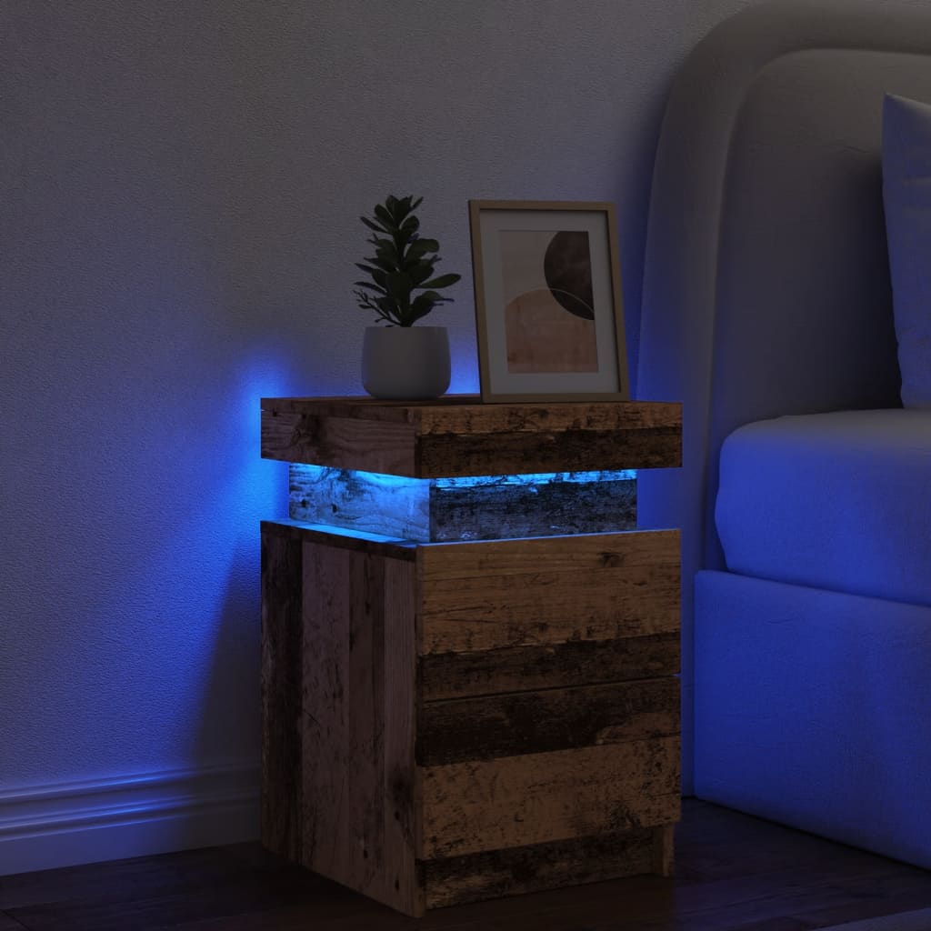 Comodino con LED Legno Antico 35x39x55 cm in Truciolato - homemem39